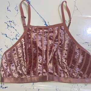 Velvet Striped Crop Top - Pink